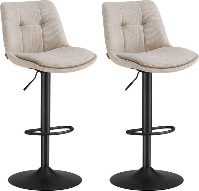 Imagen de la oferta: VASAGLE Juego de 2 Taburetes de Bar, Sillas Altas Giratorias Regulables en Altura, Sillas de Cocina con Respaldo y Reposapiés, Comedor, Mostrador, Acero, Blanco Crema LJB195W02