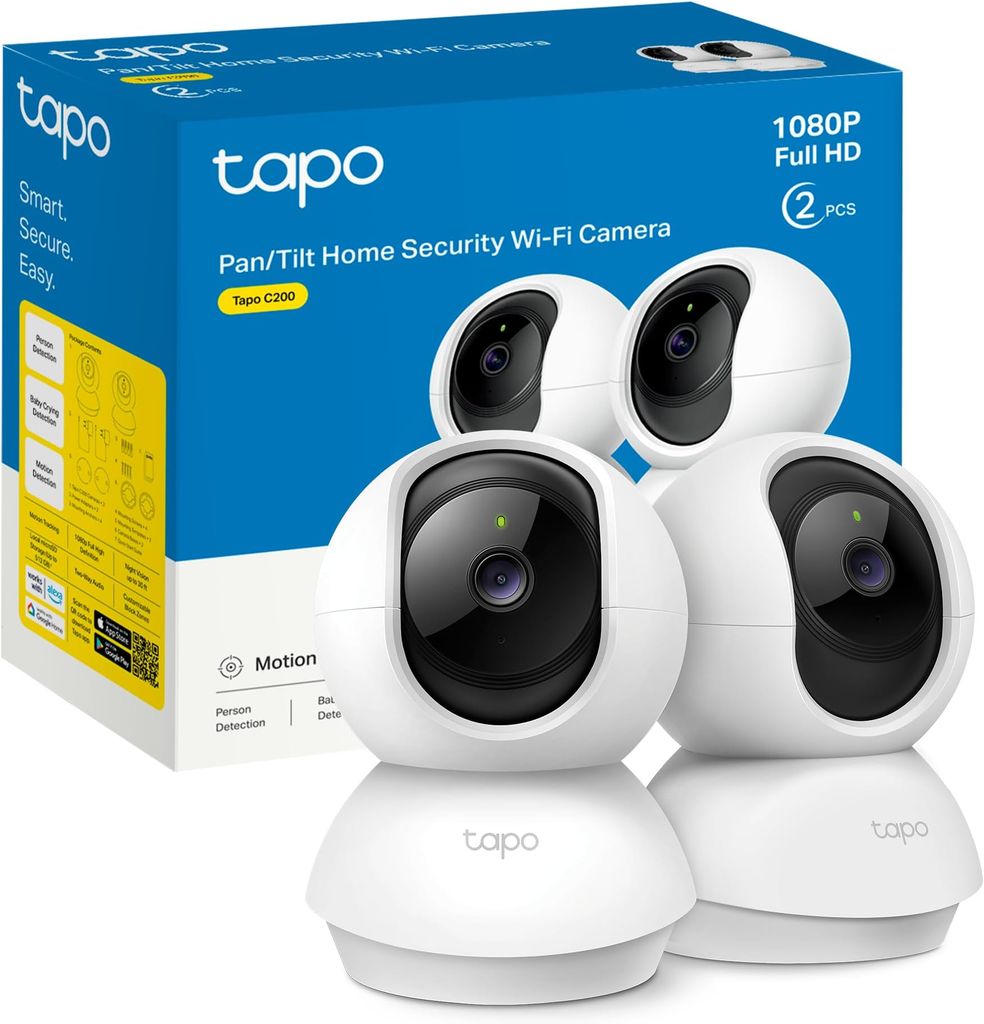 Imagen de: Tapo C200P2 - Cámara IP WiFi 360° Cámara de Vigilancia FHD 1080p,Visión Nocturna, Notificaciones en Tiempo Real, Admite Tarjeta SD,Detección de Movimiento,Control Remoto,Compatible con Alexa