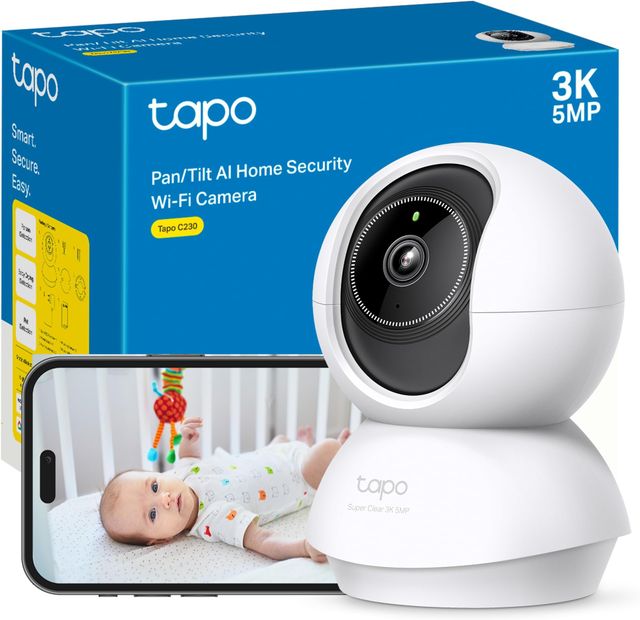 Imagen de la oferta: Tapo C230 - IA Cámara Vigilancia 360°, 3K 5MP, Alarma Sonora/Luz, Visión Nocturna, Audio Bidireccional, AI Detección Movimiento, Control Google/Alexa, Tarjeta SD hasta 512G, Fácil configuración
