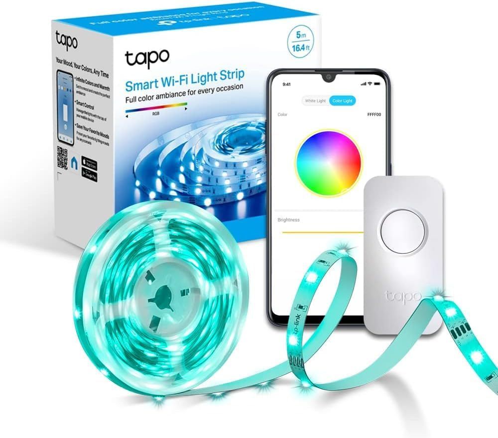 Imagen de: Tapo L900-5 – Tira LED Wi-Fi de 5M, 12V, 16 millones de colores con 2100 mcd, adecuado para la familia, sincronización con música, compatible con Google y Alexa