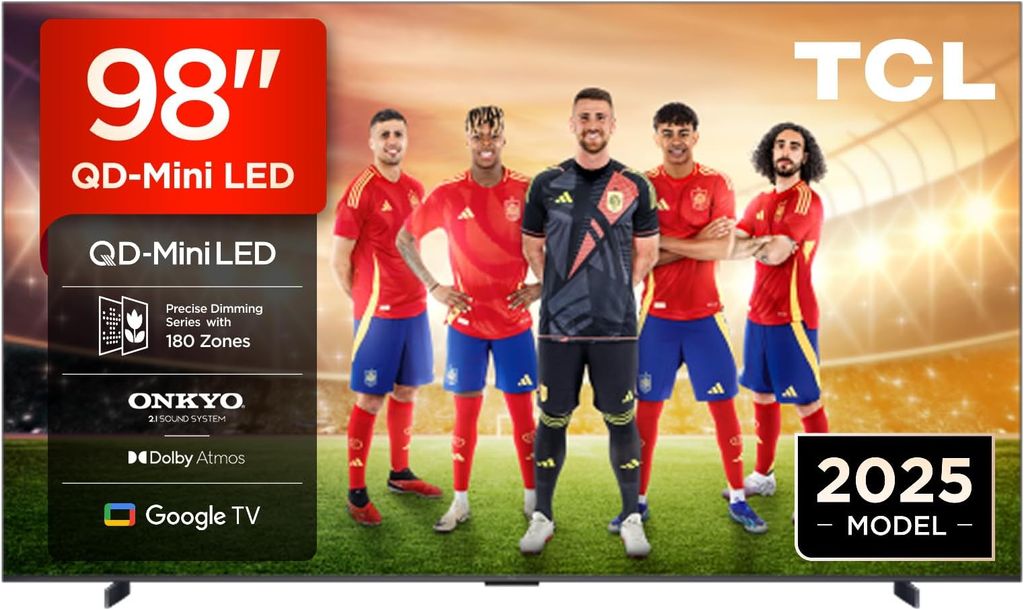 Imagen de: TCL 98Q6C, 98'' QD-Mini LED TV, 4K HDR Premium 1000nits, Powered by Google TV (Dolby Vision IQ & Atmos, Onkyo 2.1 Sound System, 144Hz Motion Clarity Pro, Voice Control)