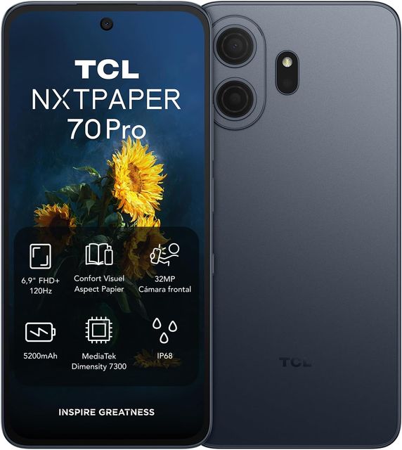 Imagen de la oferta: TCL NXTPAPER 70 Pro 5G Smartphone Android, NXTPAPER 4.0, Pantalla Luz Natural CPL, 6.9" FHD+ 120Hz, Cámara de 50MP 1.0um OIS, MuseFilm, 512GB ROM + 8GB RAM, MediaTek Dimensity 7300, Stellar Blue