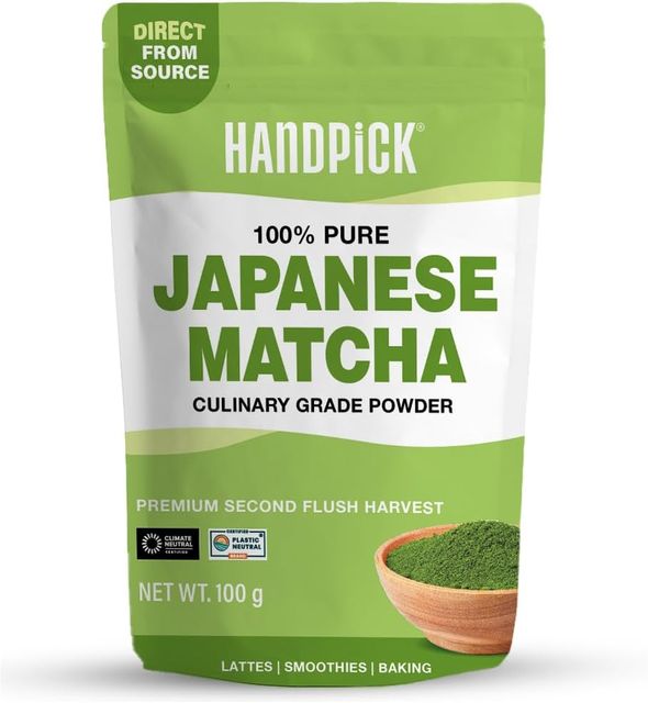 Imagen de la oferta: HANDPICK, Polvo de Matcha (100 g, 100+ Tazas) – Polvo de Té Verde Matcha Japonés Auténtico – Directo desde Shizuoka, Japón | Ideal para Lattes y Batidos