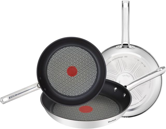 Imagen de la oferta: Tefal Duetto - Juego de Sartenes de 20/24/28 cm, Apto inducción, antiadherente, revestimiento titanio, Thermo-signal, apto lavavajillas y horno, acero inoxidable
