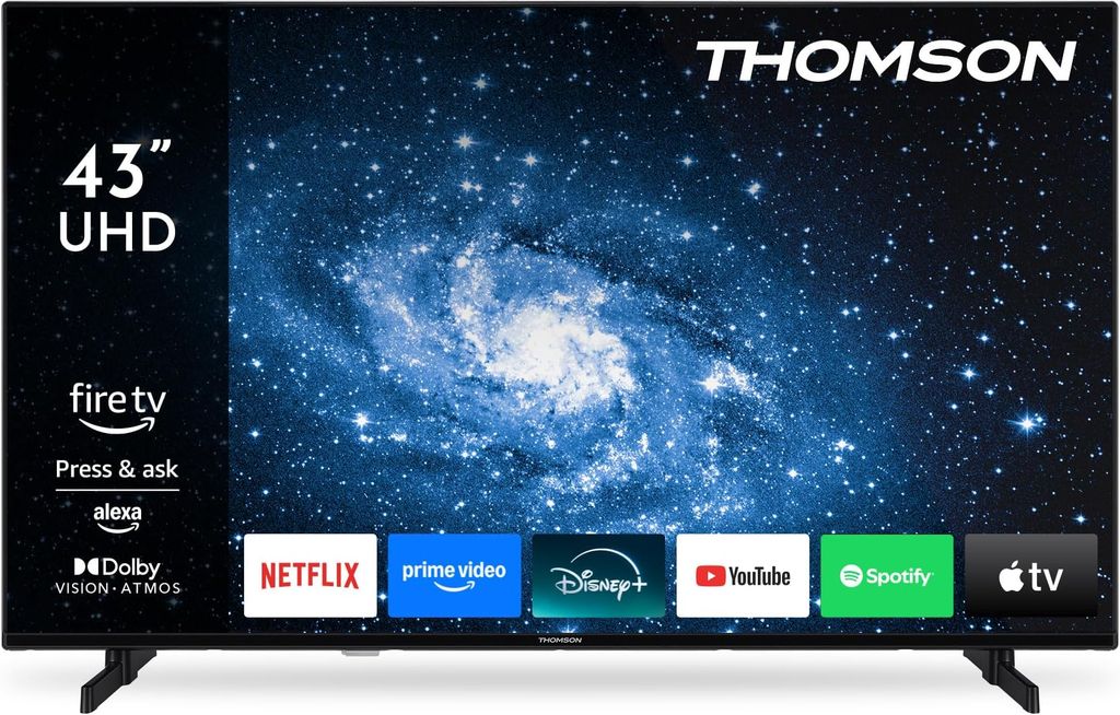 Imagen de: Thomson 43 Pulgadas (109 cm) UHD LED Smart TV con Fire TV, Control por Voz Alexa, AirPlay, Wi-Fi, Sintonizador Triple (Cable/satélite/Antena), Bluetooth 5.0, HDMI, USB, AV IN, Ci+, 43UF4S35