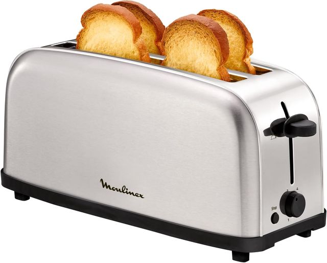 Imagen de la oferta: Moulinex Classic, Tostador Acero Inoxidable, 2 Ranuras largas y anchas, 1400 W, 6 Posiciones Tostado, Función Stop, Bandeja Recogemigas, para Todo Tipo de Pan normal, molde, artesano, LS330D