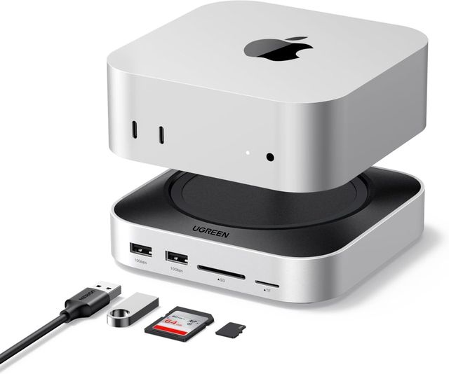 Imagen de la oferta: UGREEN Docking Station Compatible con Mac Mini M4 y M4 Pro Dock Station Hub USB C 10 en 1 con Carcasa M.2 NVME SSD Lector de Tarjetas TF SD 7 Puertos USB 10Gbps 5Gbps