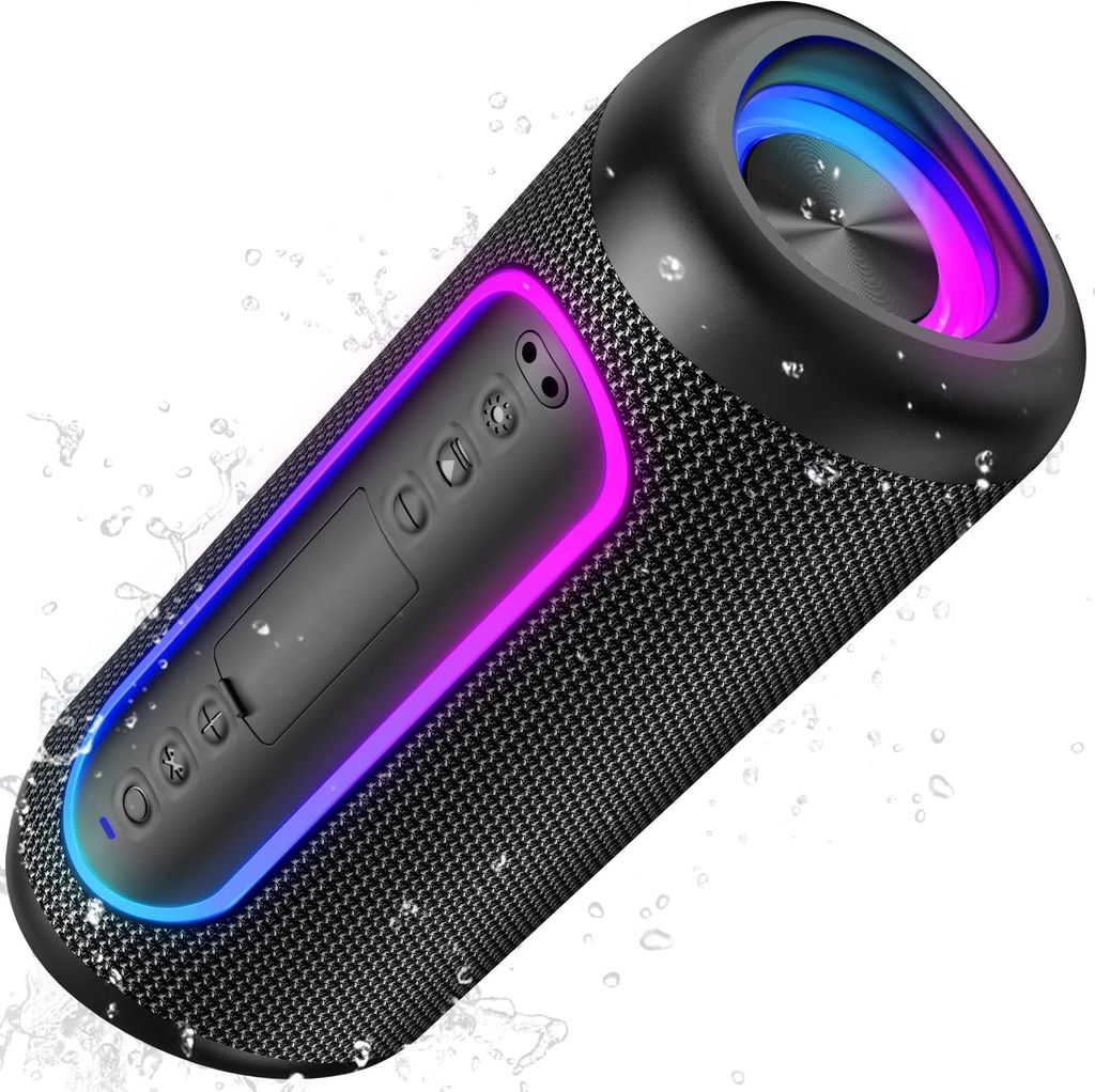 Imagen de: UOHHBOE - Altavoz Bluetooth Potente 30W, Bajos Profundos y Agudos Nítidos, Bluetooth 5.4, 30H Reproducción, IPX5 Impermeable, RGB Luces, Altavoz Portátil TWS, Apoya Micro SD AUX TF Tarjeta