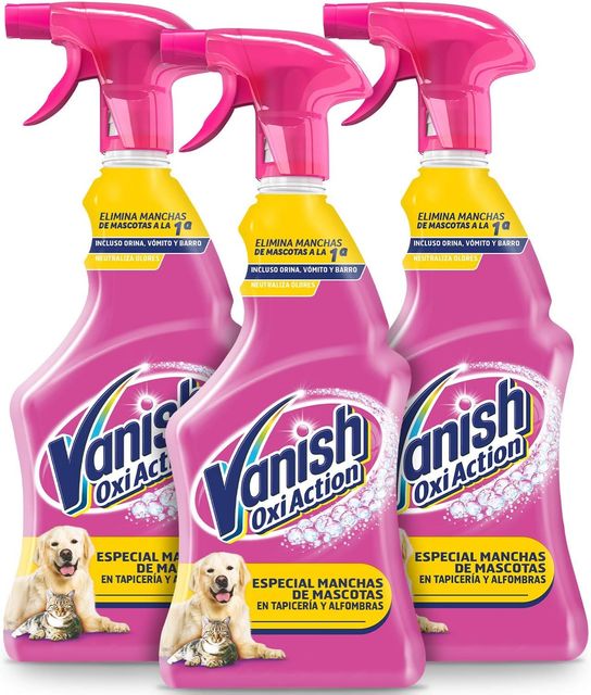 Imagen de la oferta: Vanish Oxi Action - Quitamanchas especial manchas de Mascota en alfombras y tapicerías, spray, sin lejía - Pack de 3 x 750 ml