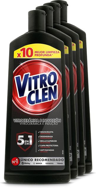 Imagen de la oferta: Vitroclen Limpiador de Vitrocerámica en crema, acción protectora y desengrasante - Pack de 4 x 450 ml