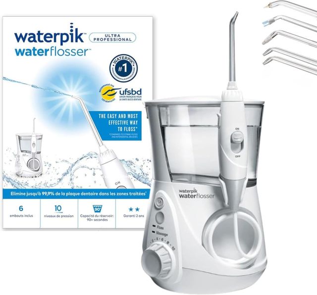 Imagen de la oferta: Waterpik Ultra Irrigador Dental Sobremesa Profesional con Agua a Presión y Sistema Avanzado de Control de Presión Mediante 10 Posiciones con 7 Boquillas, Eliminación de Placa Dental, Blanco (WP-660EU)