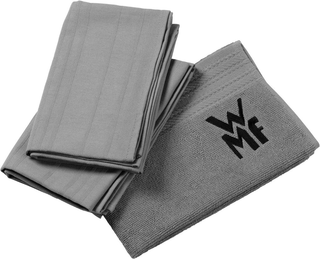 Imagen de: WMF -Set 3 Piezas, 2 Paños de Cocina y 1 Toalla de Cocina de Mano, Algodón, Gris, 3 Unidades