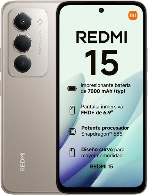 Imagen de la oferta: XIAOMI REDMI 15 - Smartphone de 6+128GB, Cámara Dual de 50MP con AI, Pantalla inmersiva de 6,9" FHD+, Snapdragon 685, Carga rápida de 33W, Cargador no Incluido, Gris (Versión ES)