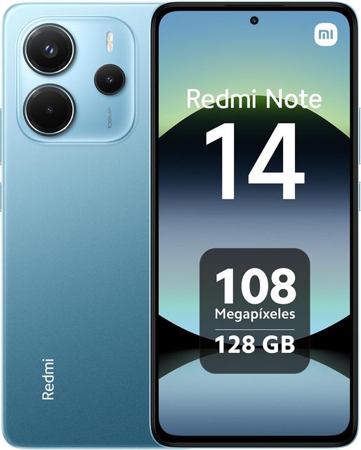 Imagen de la oferta: XIAOMI Redmi Note 14 - Smartphone de 6+128GB, Pantalla de 6.67" AMOLED FHD+ 120Hz, MediaTek Helio G99-Ultra, cámara de 108MP, TurboCharge 33W, 5500 mAh, Cargador no Incluido, Azul (Versión ES)