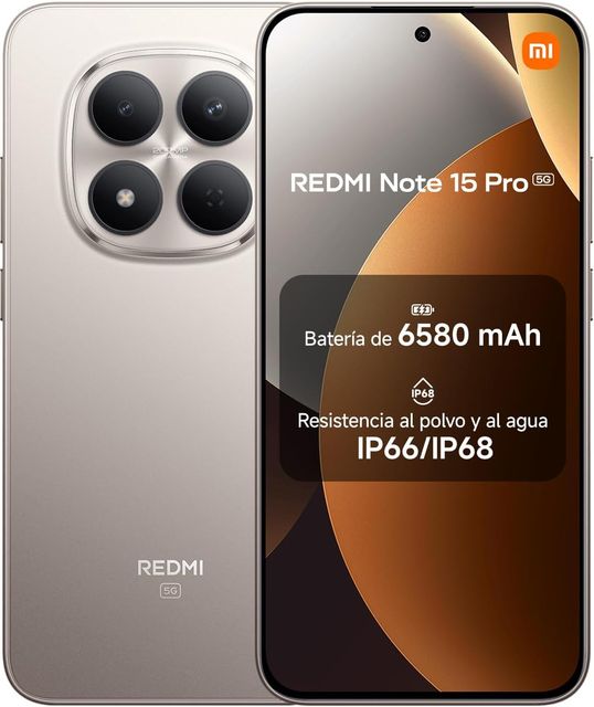 Imagen de la oferta: XIAOMI REDMI Note 15 Pro 5G - Smartphone de 8+256GB, Pantalla de 6,83" 1.5K AMOLED, MediaTek Dimensity 7400-Ultra, cámara de 200MP, batería de 6580 mAh, Cargador no Incluido, Titanio (Versión ES)