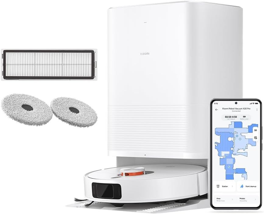 Imagen de: XIAOMI Robot Vacuum X20 Pro- Robot Aspirador y fregasuelos con Sistema Inteligente de navegación láser (LDS), succión de 7000 Pa, rutas de Limpieza en Zigzag, Blanco (Versión ES)