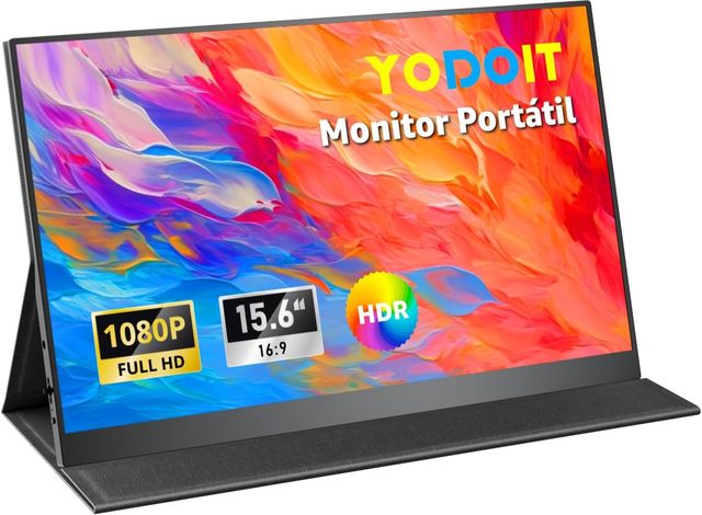 Imagen de la oferta: Yodoit Monitor Portátil Pantalla Portatil de 15,6 Pulgadas IPS 1080P FHD 100% sRGB USB Type-C de Computadora, Juego HDR con HDMI/USB C para MacBook PC Xbox PS4/5 Nintendo Switch Teléfono