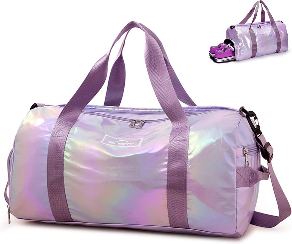 Imagen de: ZIOSINM Bolsa Deporte Mujer, Bolsa de Viaje Mujer Impermeable con Compartimento para Mojados y Compartimento para Zapatos, Bolsa Gimnasio Bolsa Fitness Bolsa Natacion